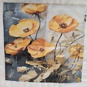 Handmade Yellow Poppys on Canvas Pillow Cover Sham